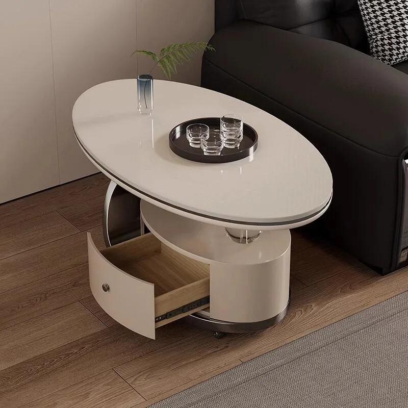 A few small apartments on the side of the sofa, coffee table, light luxury and high-end living room, movable trolley