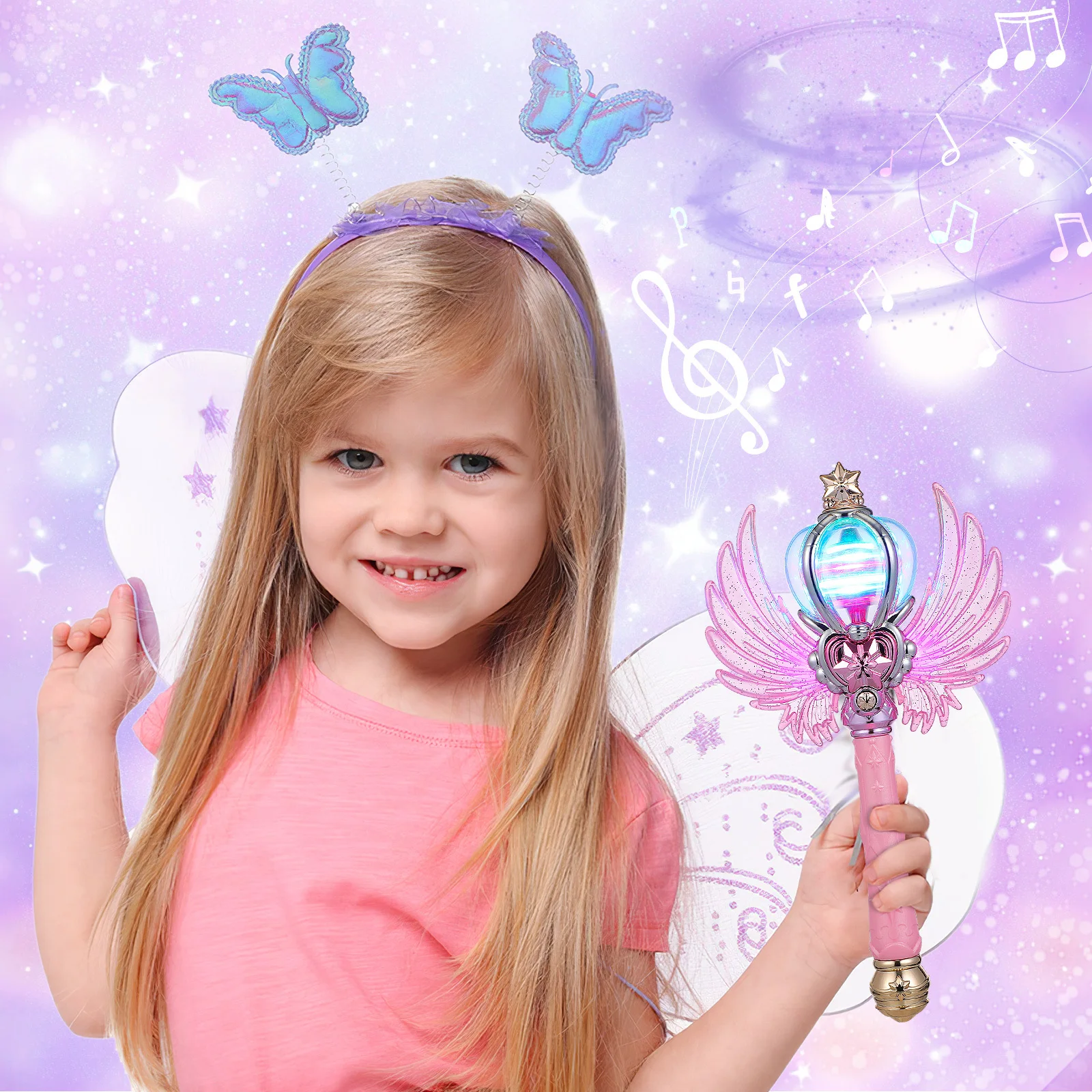 

Delicate Fairy Wand with Lights and Music for Girls Photo Props Party Favors and Dress-Up Events Decorative Fairy