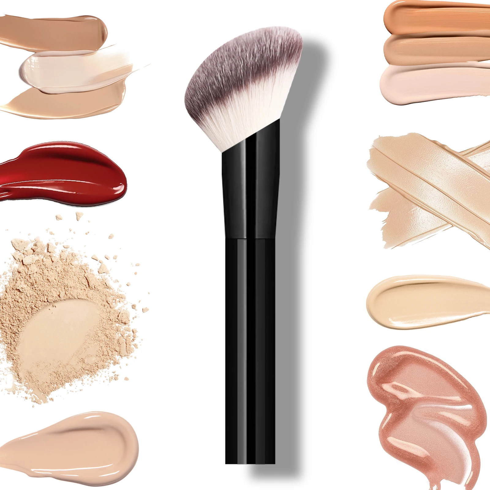 Pojedynczy pędzel do makijażu zapewniający idealną aplikację, bezszwowy wygląd, pędzel do podkładu z miękkim włosiem, modny design.