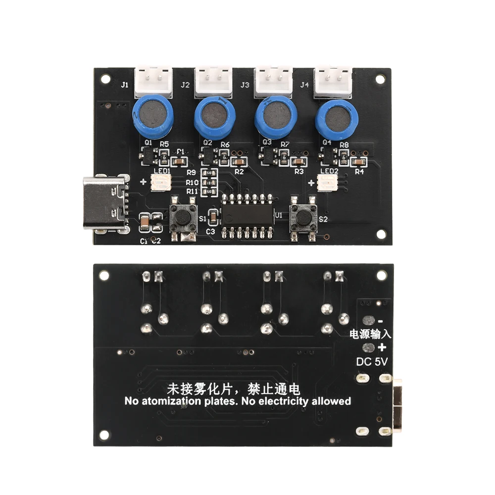 Nébuliseur à ultrasons DC5V 4 voies avec lumières ambiantes colorées, humidificateur, kit de bricolage, tableau de commande, pulvérisateur