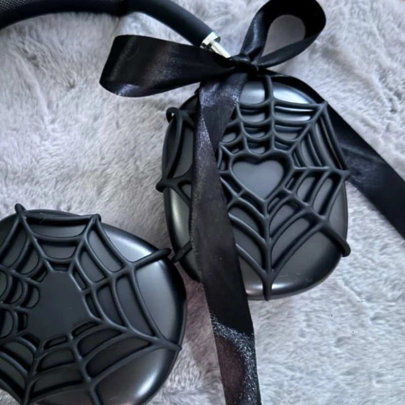

For Airpodsmax Heart Shaped Spider Web Earphone Case Custom 3D Resin Headphone Decoration Protect Cover Accessories Y2K Gift