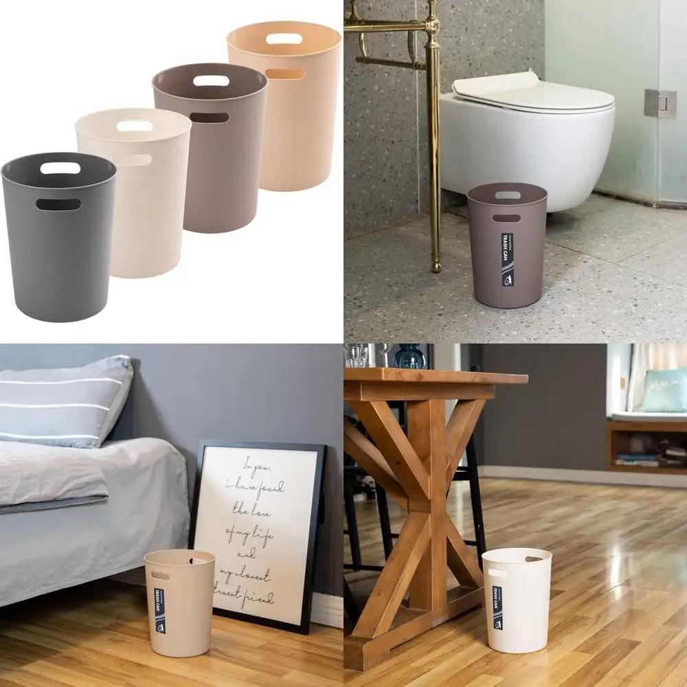 

Compact 3 Gallon Wastebasket - 12L Round Plastic Trash Bin for Bathroom, Office, and Bedroom Use