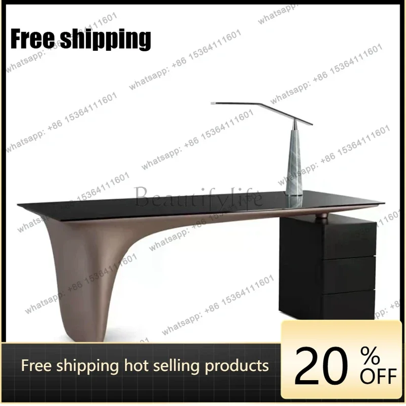 Italian Desk Stone Plate Office Modern Minimalist Desk Designer Model