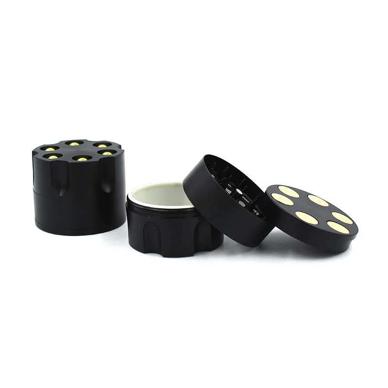 Creative black bullet smoke grinder, zinc alloy three-layer 52mm tine grinder wholesale herb grinder