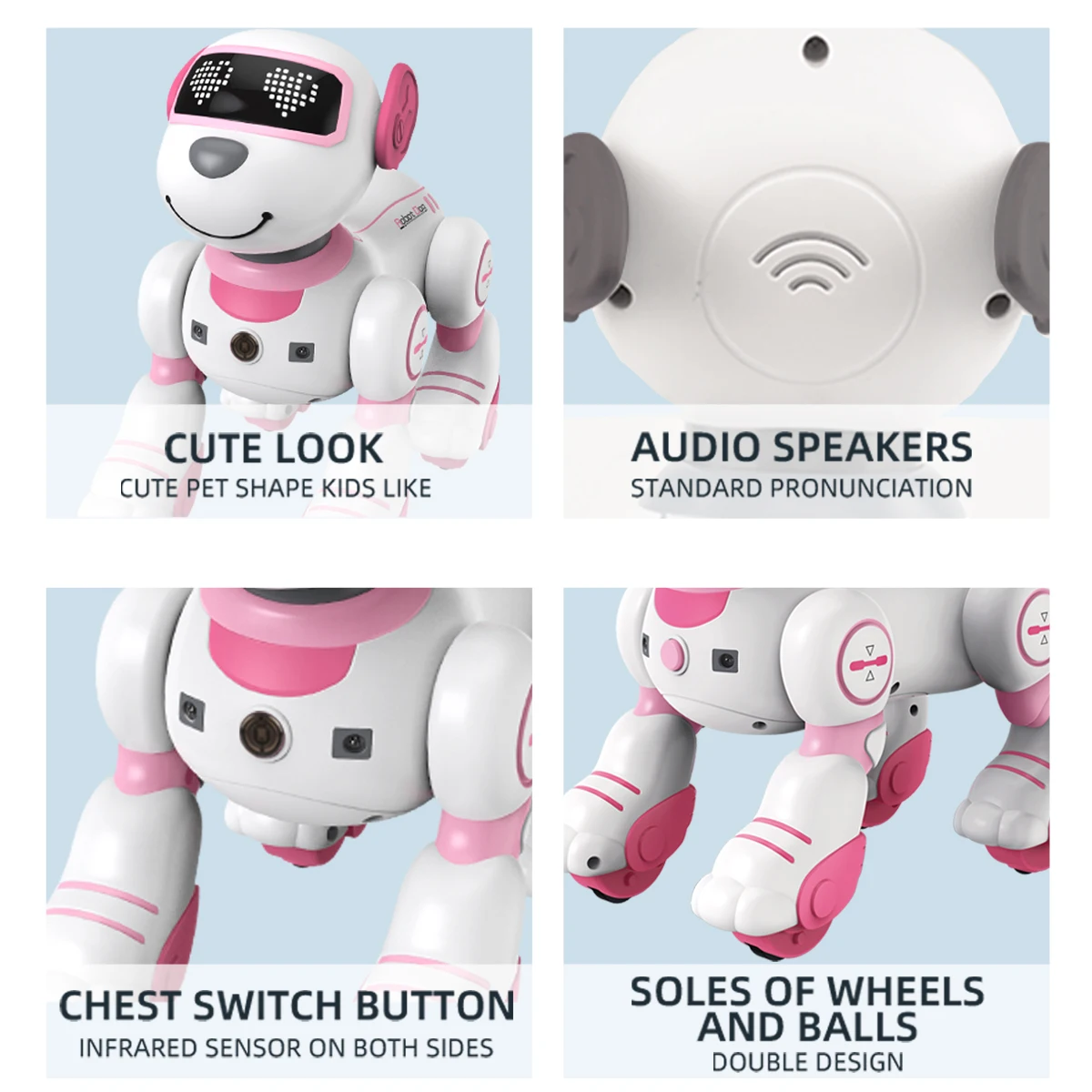 Jouets intelligents de télécommande de chien de Robot, animal de compagnie électronique interactif bricolage programmation fonction vocale chanson musicale cadeaux pour les enfants