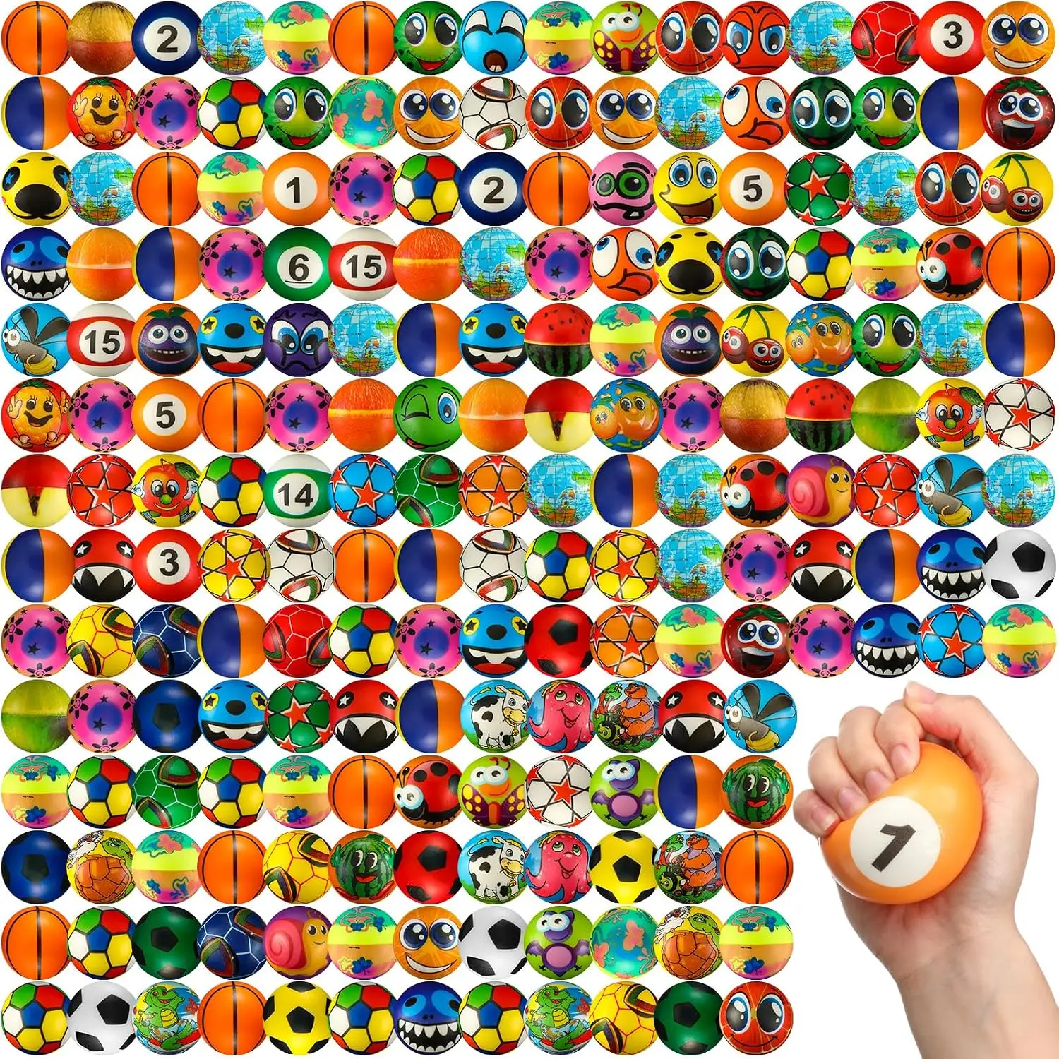 Mini Foam Sports Balls Bulk 2.5 Inch for Party Favors, 204 Pcs, Stylish