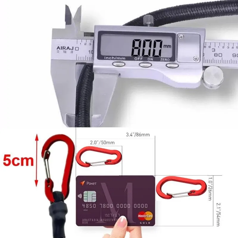 Generic Elastic Tie Rope With Carabiner Hook For Kayak Bicycle Luggage Binding Camping Outdoor Accessories