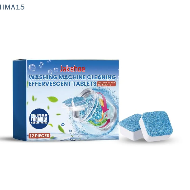 Jakehoe Laundry Machine Cleaner Tablet Deeply Remove Stubborn Dirt Long-lasting Fresh Scent Washing Machine Effervescent Tablets