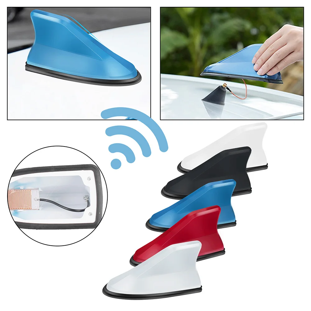 

Exterior Roof Decoration Car Shark Fin Antenna Self Adhesive Car Shark Fin Antenna AM FM Signal Amplifier Radio Aerials