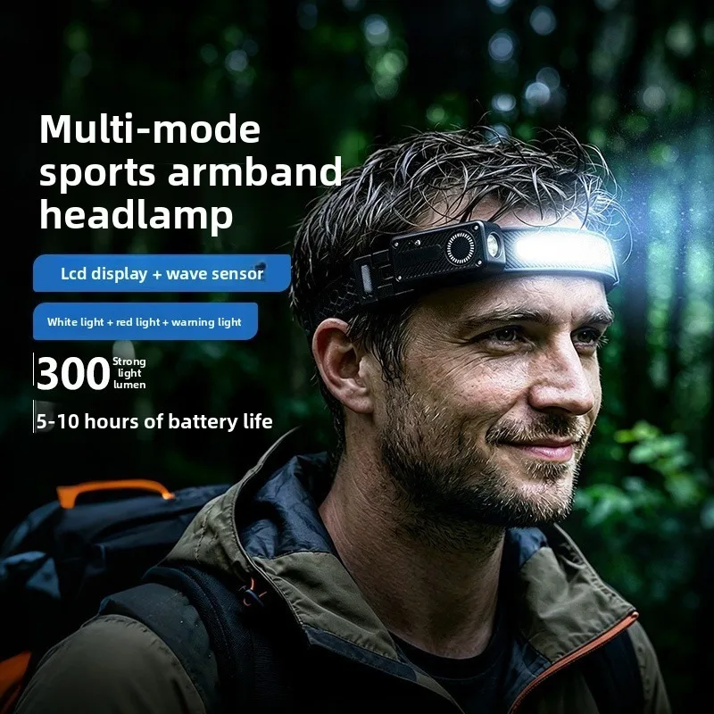 Ultra Rechargeable Multifunctional Wrist Light COB LED Super Bright Floodlight Headlamp for Cycling Bicycle Outdoor Running