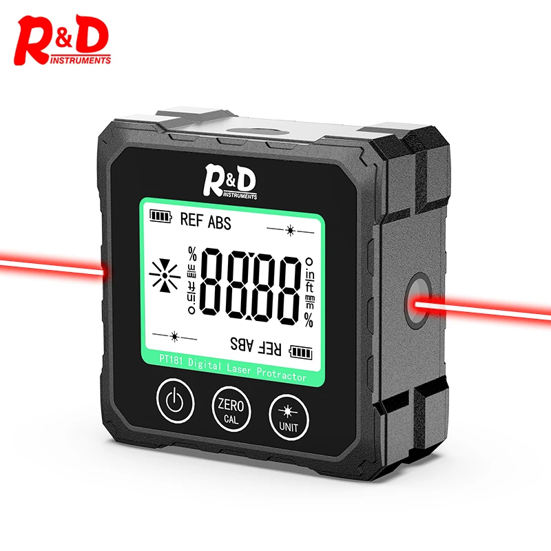 R&D PT181 Laser Digital Level Angle Box 360° Mini Measuring Inclinometer With Magnetic Base Electronic 3 in 1 Bevel Protractor