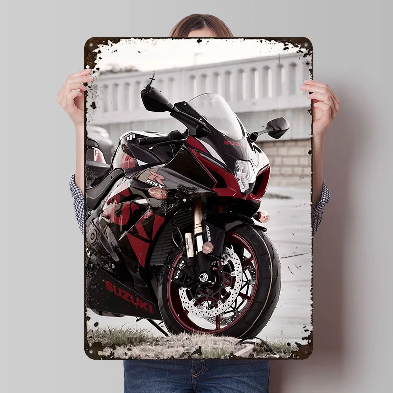 Japanese Motorcycle GSX Poster Customized Vintage Metal Signs Wall Art Retro Tin Plaque for Room Decoration Gaming Wand Deko