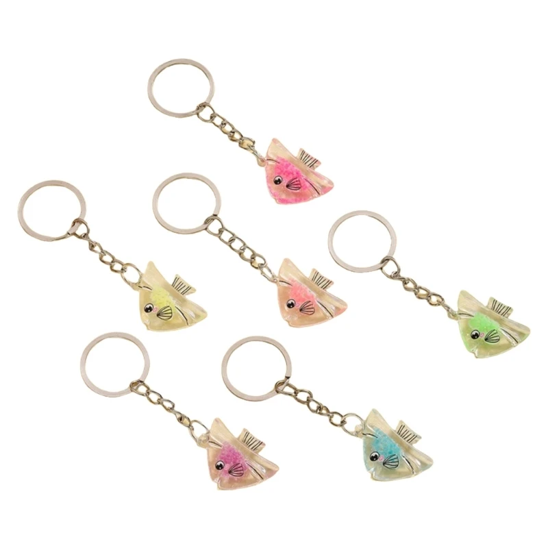 Pack Of 6 Luminous Marine Fish Key Holders Resin Sea Creature Charm Keychain Wear Resistant Key Accessory for Women