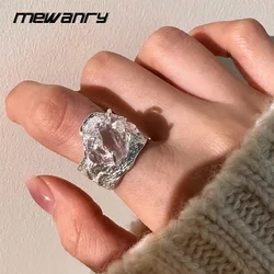 Mewanry Irregular Geometric Crystal Rings For Women Girls Exaggerated New Trendy Creative Design Simple Anniversary Jewelry Gift