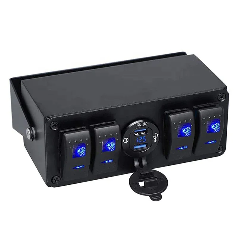 12V 24V Car Switch Panel With USB Charger And Voltmeter For RV Motorhome Yacht Campervan Caravana Trailer House Accessories