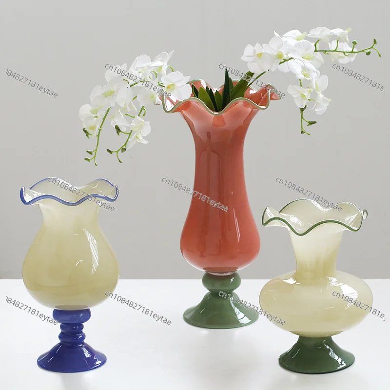 Medieval Fenton Glazed Vase French Light Luxury Hydroponics Flower Ornament for Living Room Home Decor