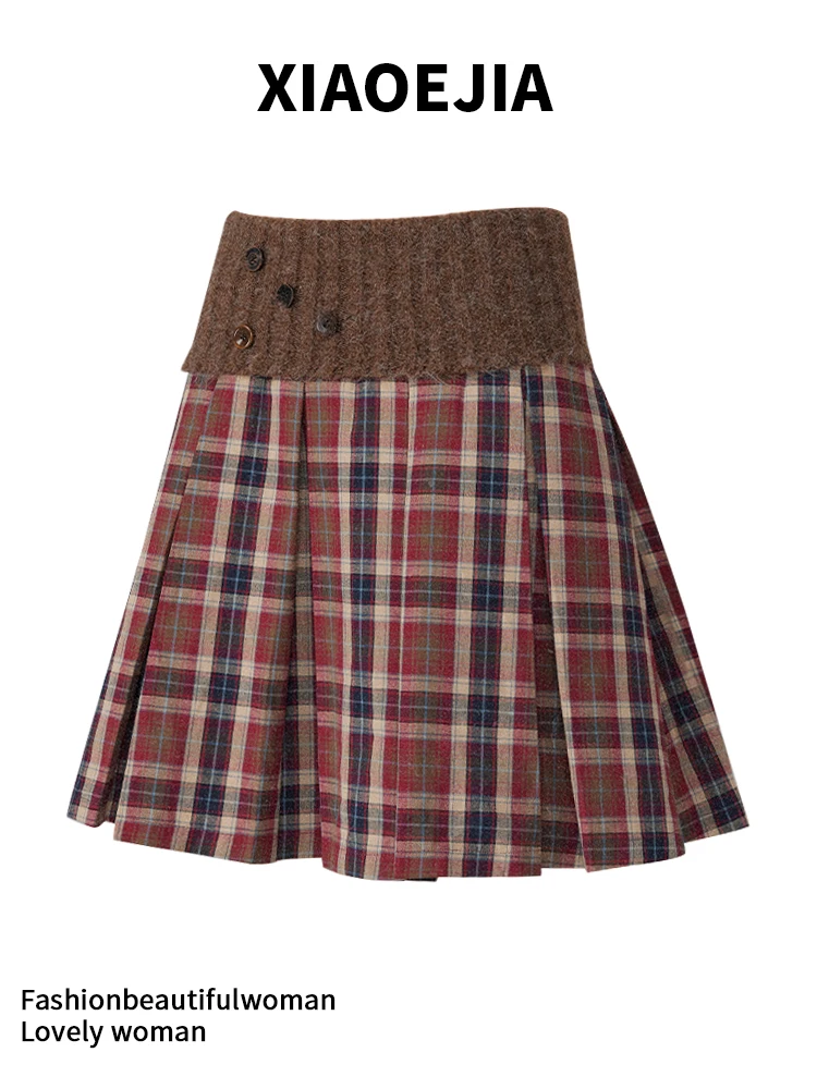 

Женская клетчатая юбка трапециевидной формы, винтажная мини-юбка Y2k, Harajuku, эстетические шорты 90-х годов, юбки, модная эмо-одежда 2000-х годов, осень 2025 г.