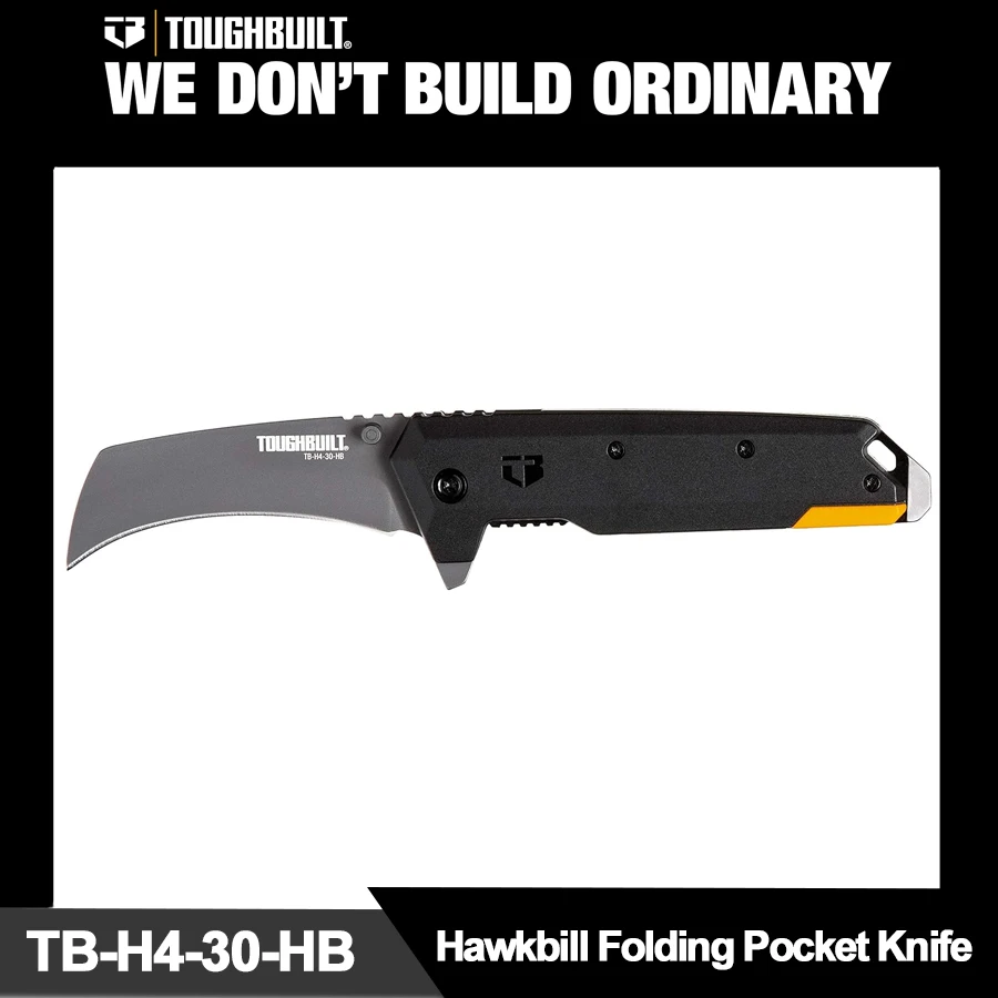 TOUGHBUILT 3.25'' Stainless Steel Hawkbill Folding Pocket Knife Cutting Unboxing Art Knife Hand Tools TB-H4-30-HB