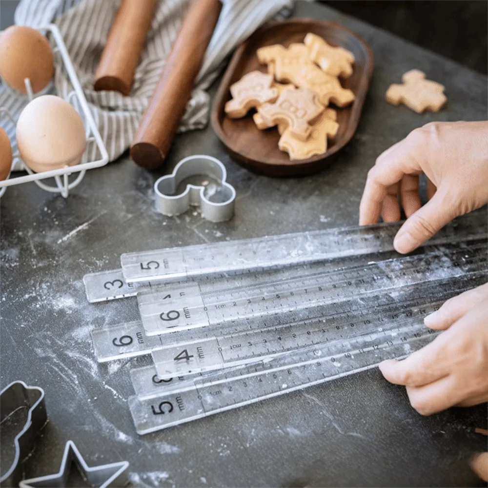 2PCS 3/4/5 MM Baking Leveling Ruler Transparent Acrylic Biscuit Balance Ruler DIY Rolling Pin Guides Ruler Pottery Clay