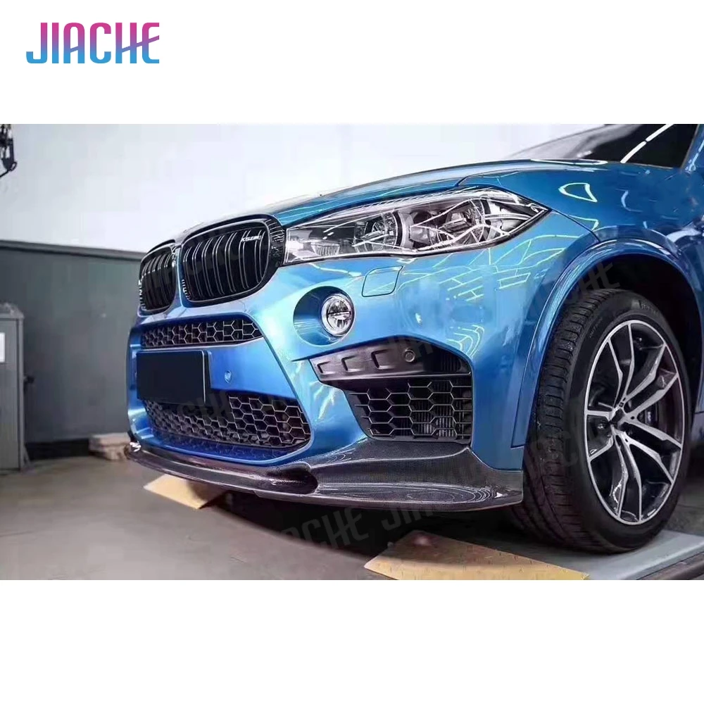 JCYECF Carbon Fiber Front Bumper Lip Spoiler Splitter For BMW X5M X6M F85 F86 2015 2016 2017 2018 Car Styling FRP