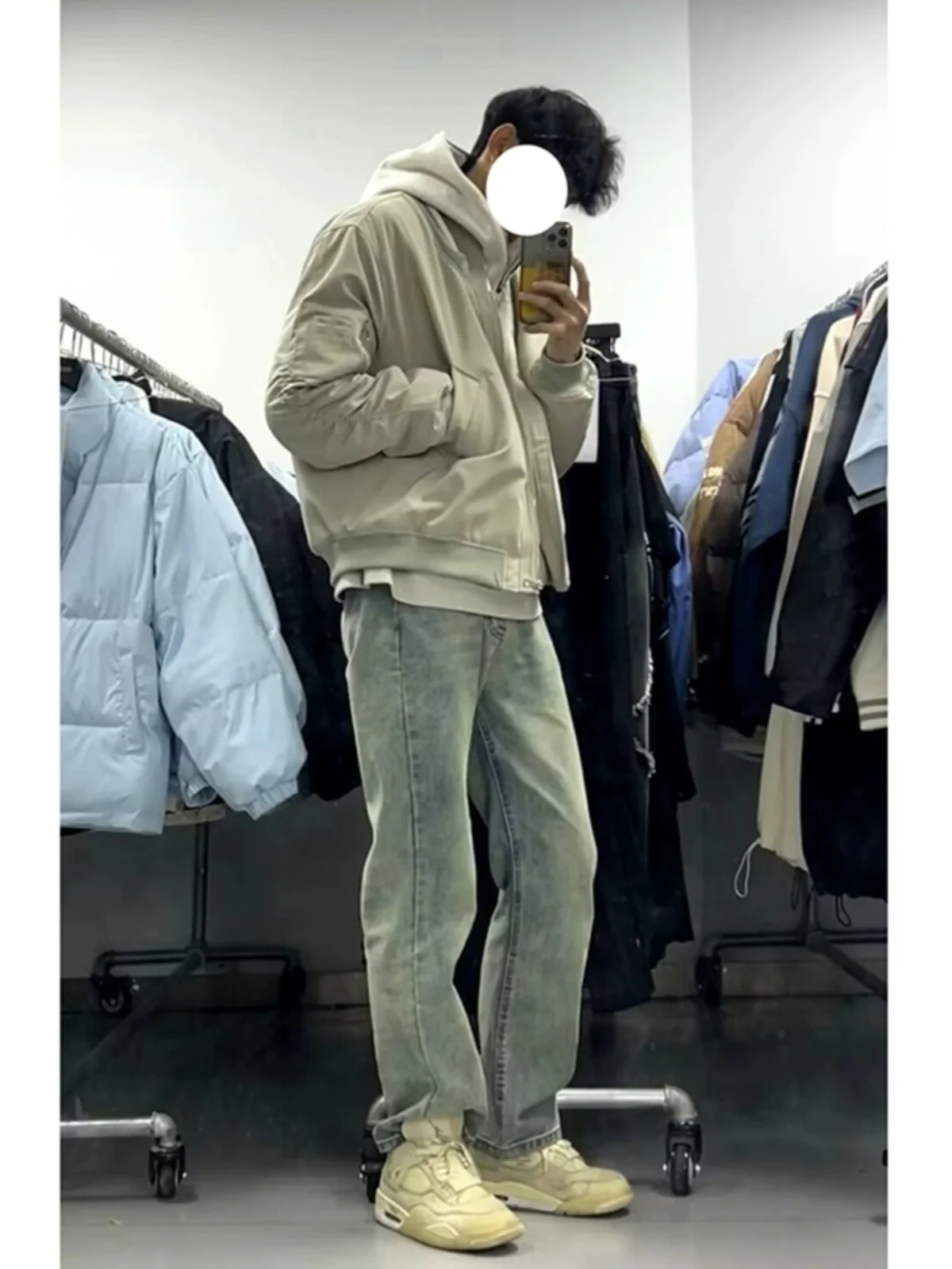 

Cleanfit American High Street Yellow Mud Color Straight Leg Jeans Men's Autumn Winter Waed Workwear Trousers Trendy And Han...