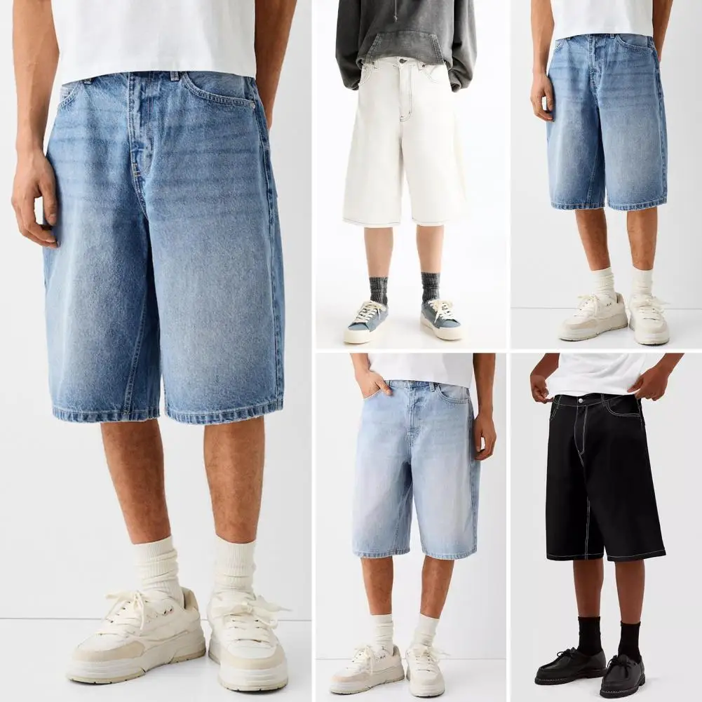 

New Summer Shorts Jeans Men Denim Pants Stretch Dark Blue Fashion Design Men's Jeans Slim Straight Male Short Jeans ﻿