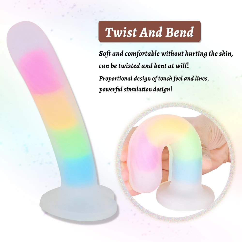 Colour Soft  Anal Dildo Noctilucent Sex Toys Anus Plug ButtPlug Masturbation Prostate Massage Sucker Luminous for Women or Men