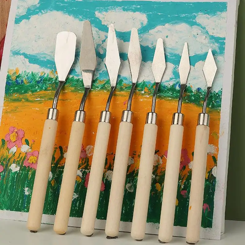 Painting Spatula Set Of 7 Acrylic Paint Tools Painting Tools For Oil Paint Oil Painting Accessories Portable Artists Painting