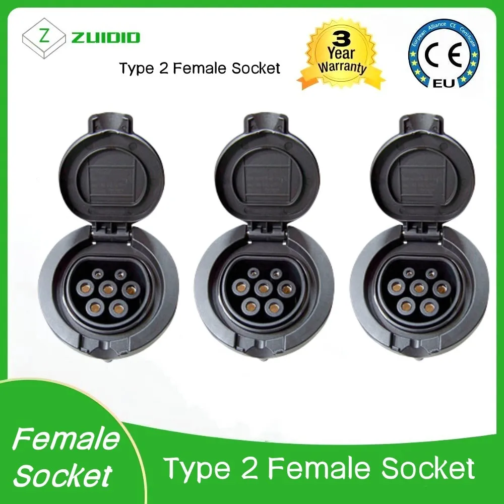 

Type 2 Female Socket Connector Outlet IEC 62196-2 16/32A 3 Phase 4 Point Fixed AC EV Charging