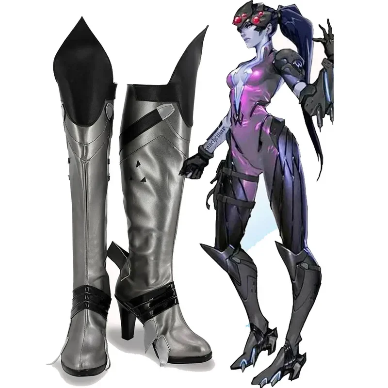 Game OW Widowmaker Cosplay Boots Shoes Wigs for Halloween With Breathing Led Widowmaker Helmet For Cosplay Widowmaker Mask Props