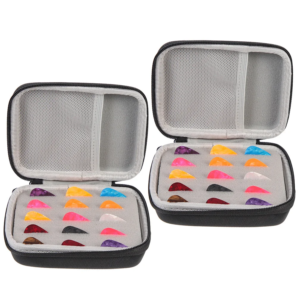 

2Sets Guitar Picks Storage Holder Durable Organizer Protective Case Portable for Guitar Accessories Plectrum Container