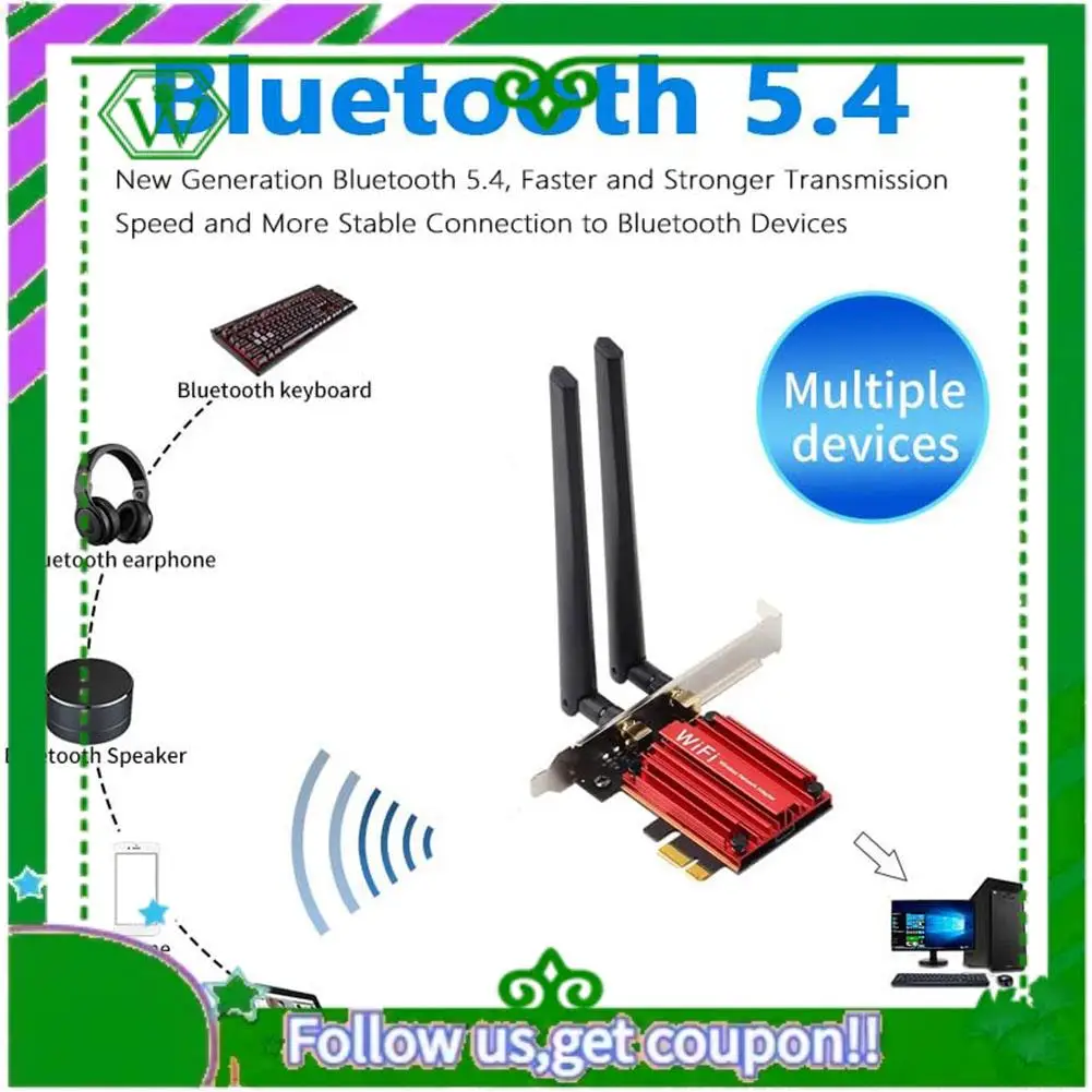 ABIK-Wifi 7 BE200 Pro Pcie محول الشبكة اللاسلكية BT5.4 ثلاثي الموجات 2.4G/5G/6Ghz بطاقة واي فاي لاسلكية BE200 لـ Win11 Linux سهلة الاستخدام #3