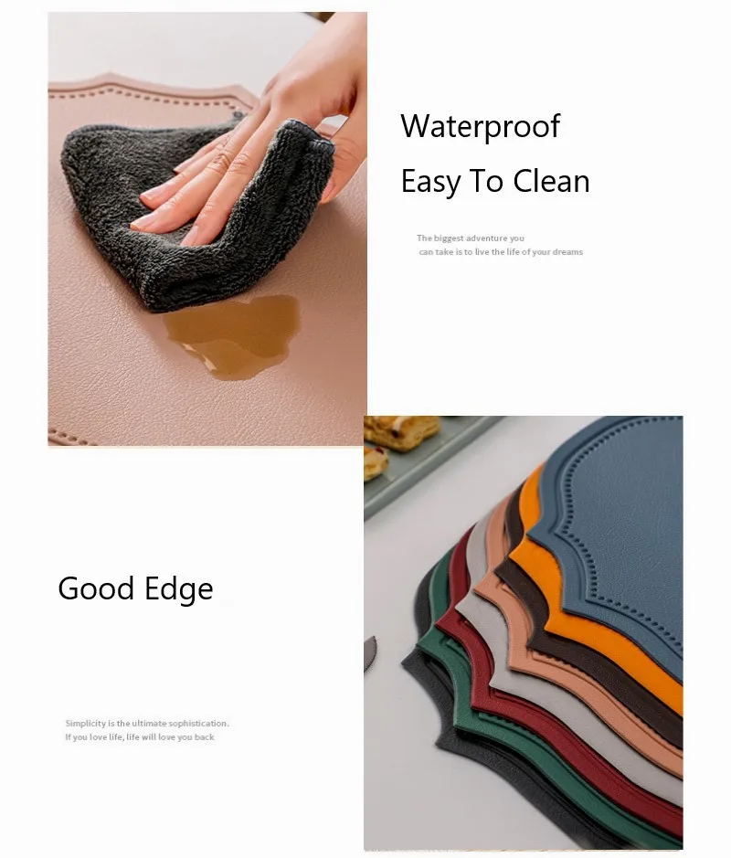 1/4/6 قطعة البيضاوي الشكل بولي Red المفارش الحمراء مجموعة فو الجلود المطبخ طاولة طعام وسادة فاخرة هدية مكان حصيرة أدوات المائدة مقهى الوسادة يخزن