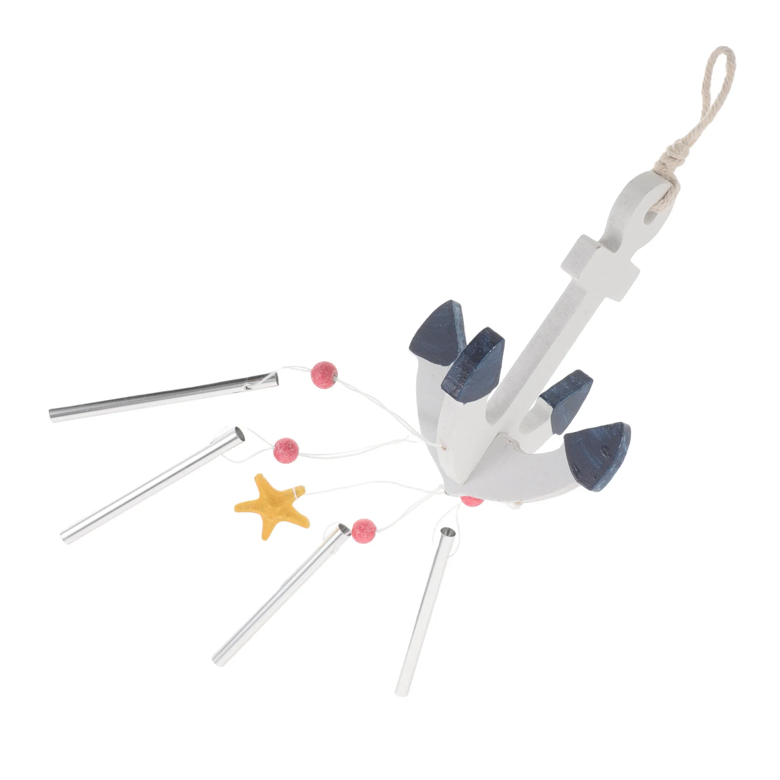 

Wooden Anchor Wind Chime Mediterranean Style Nautical Outdoor Hanging Ornament Coastal Wall Decor Beach Bathroom Decoration