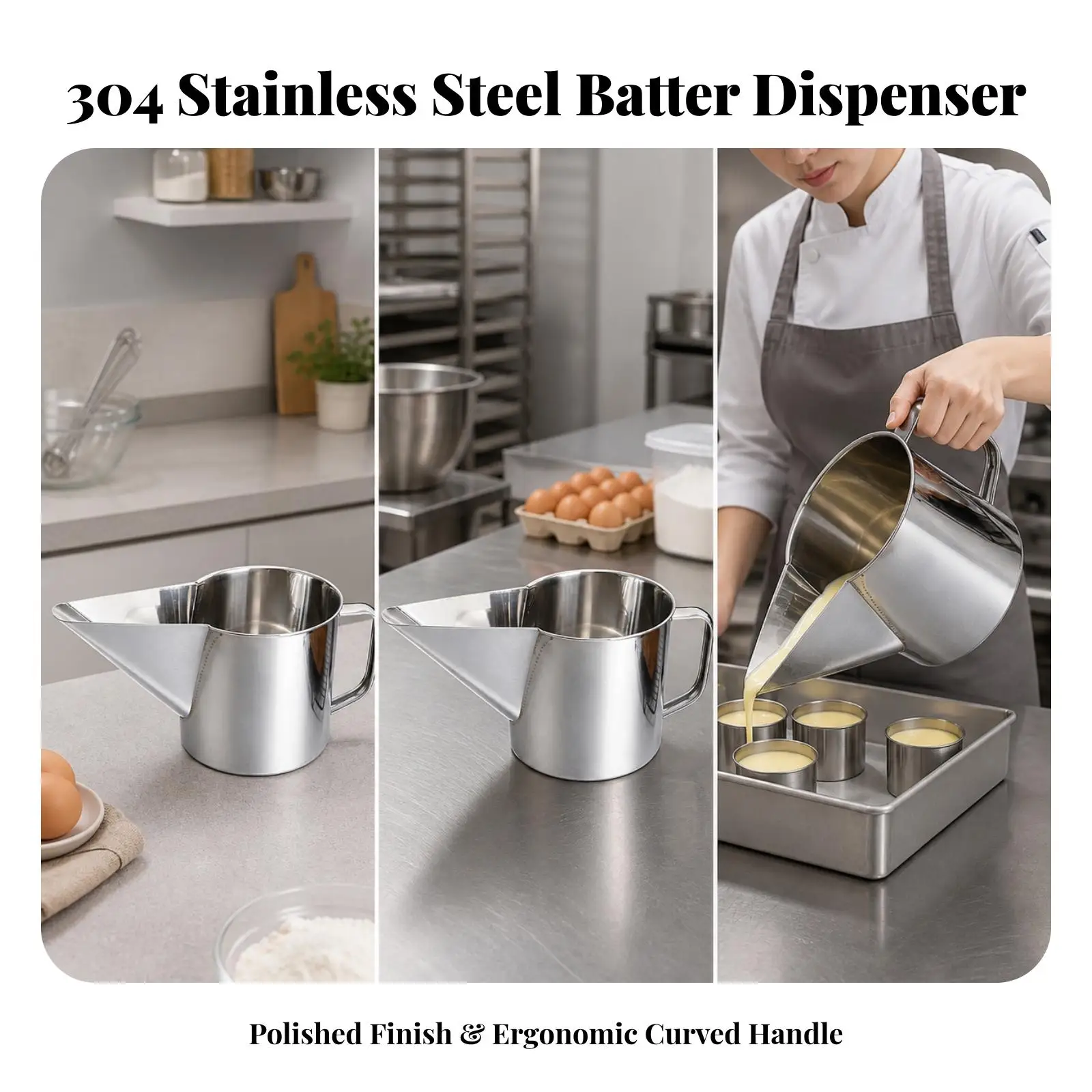 Precision Pouring Pitcher for Baking Use 304 Stainless Steel Duckbill Spout Smooth Surface Ergonomic Handle Tool