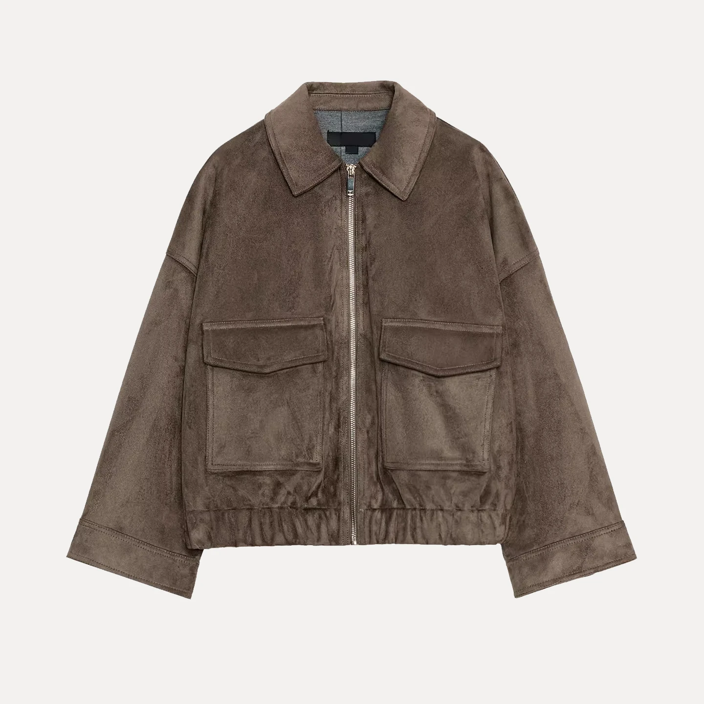 

Casual Sle Women's Jaet Coat Velvet Texture Personalized Design ort Outerwear for Ladies Autumn Season Zipper Closure