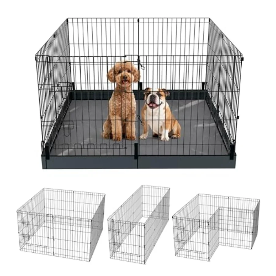 

Dog Playpen Foldable Metal Puppy Play Pen with Bottom Pad 24x30in 8 Panels Dog Playpen with Door for Indoor Outdoor Heavy-Duty