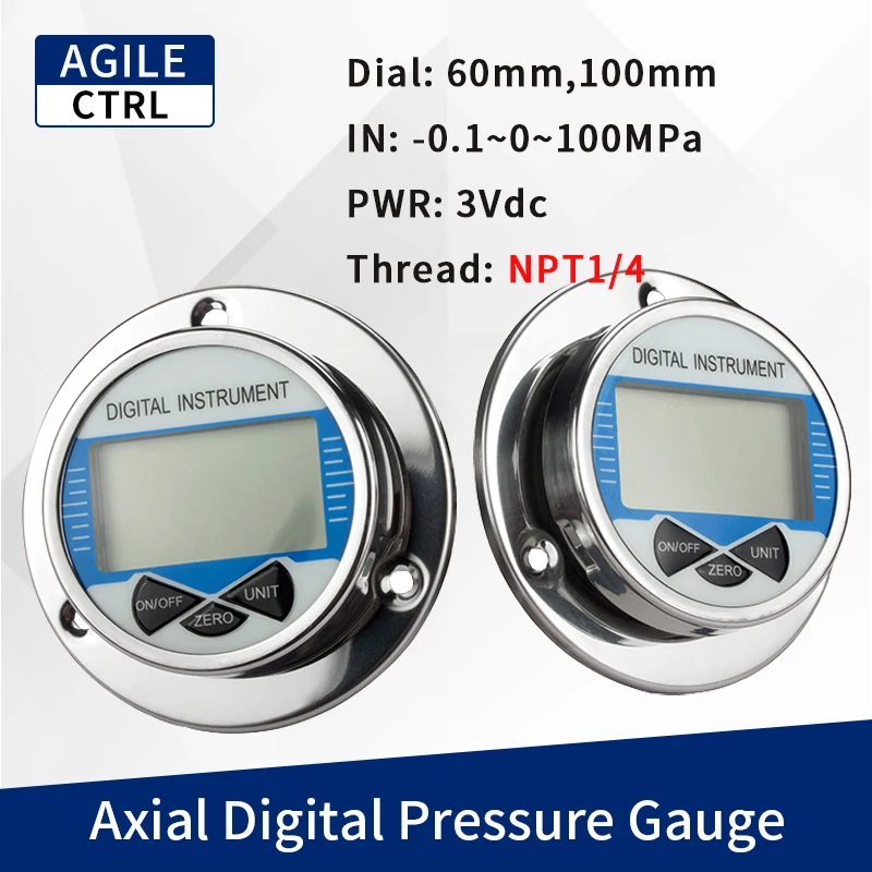 

Axial 60mm Dial Vacuum Digital Pressure Meter NPT1/4 600bar Gas Water Fuel Oil Liquid Hydraulic Digital Pressure Manometer Meter