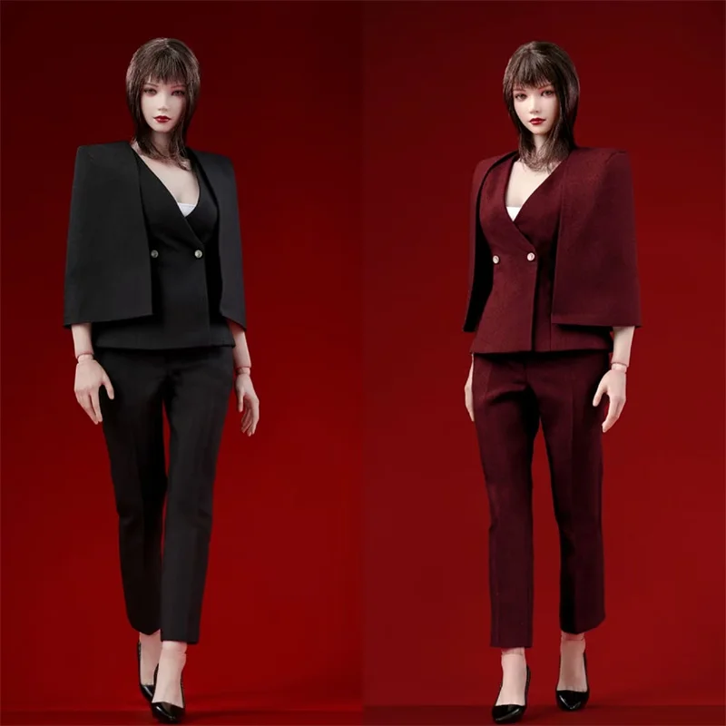 ACPLAY ATX-058 1/6 Scale Female Soldier Official Professional Lady Black Red Suit Clothes Set Fit 12