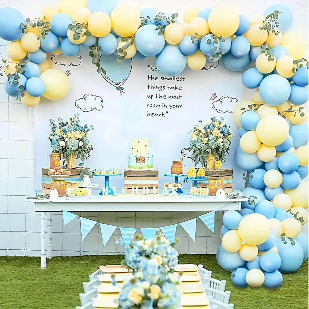 102 szt. Pastelowy niebieski żółte balony girlanda łuk zestaw urodzinowy wieczór panieński dekoracje Baby Shower pszczoła motyw balon