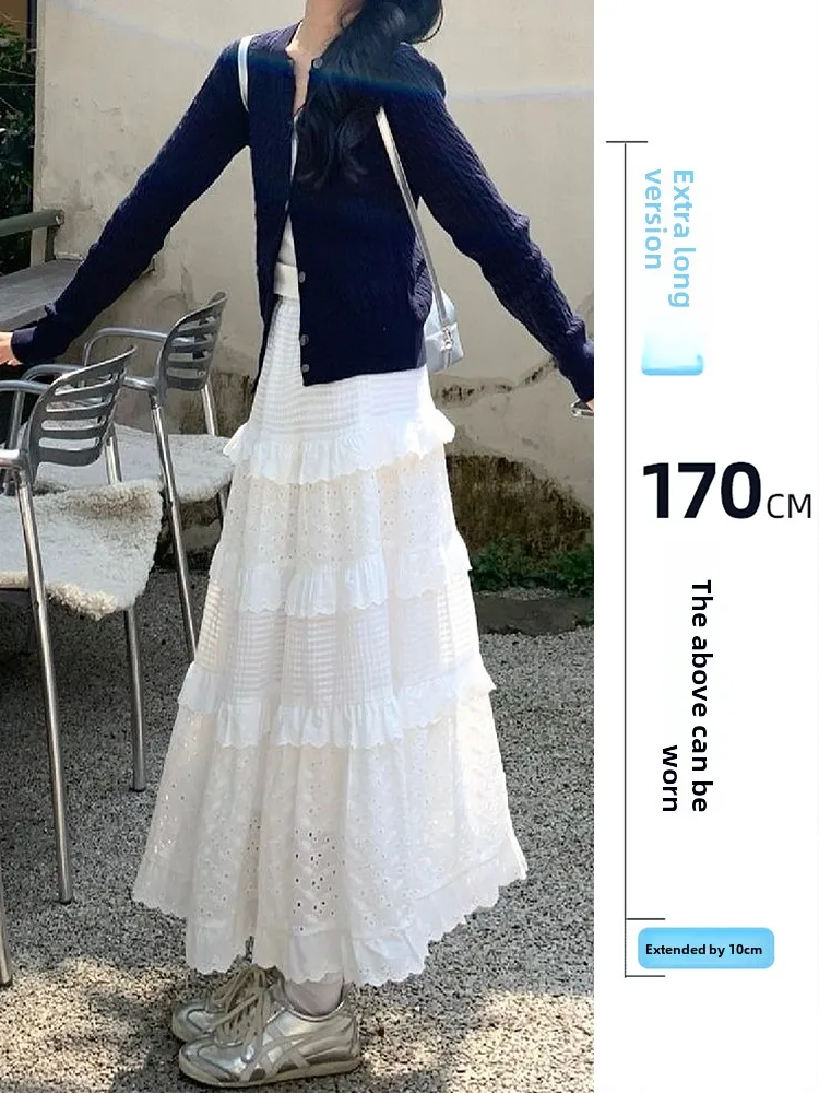 

Юбка с высокой талией и кружевными вставками, женская многослойная юбка-кейк для ранней весны, корейский стиль, для работы, повседневного использования и отдыха