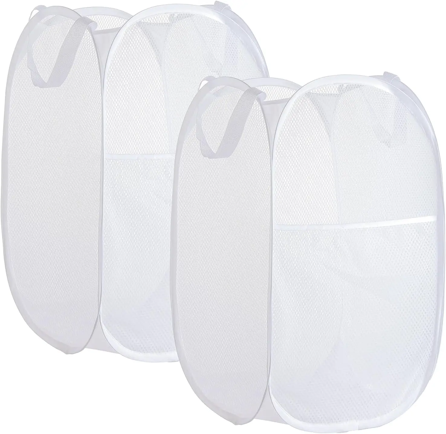 

Collapsible Mesh Laundry Basket，Pop Up Laundry Hamper-Easy Storage, Ideal for Home and Travel Use (2 white)