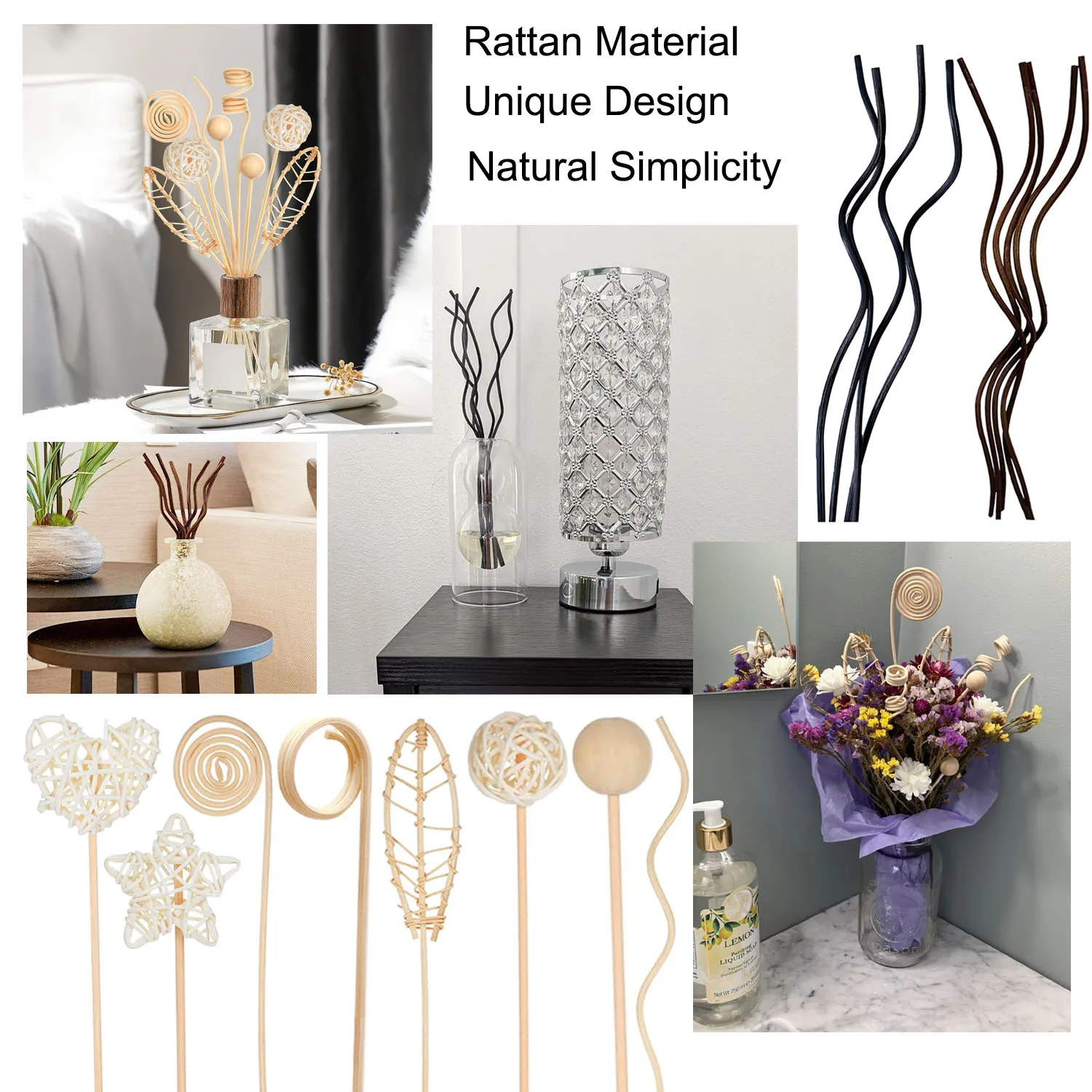 5/15Pcs Long Wavy Rattan Reed Diffuser Sticks Fragrance Diffuser Replacement Refill Airs Freshener Home Fragrance Accessory 3mm