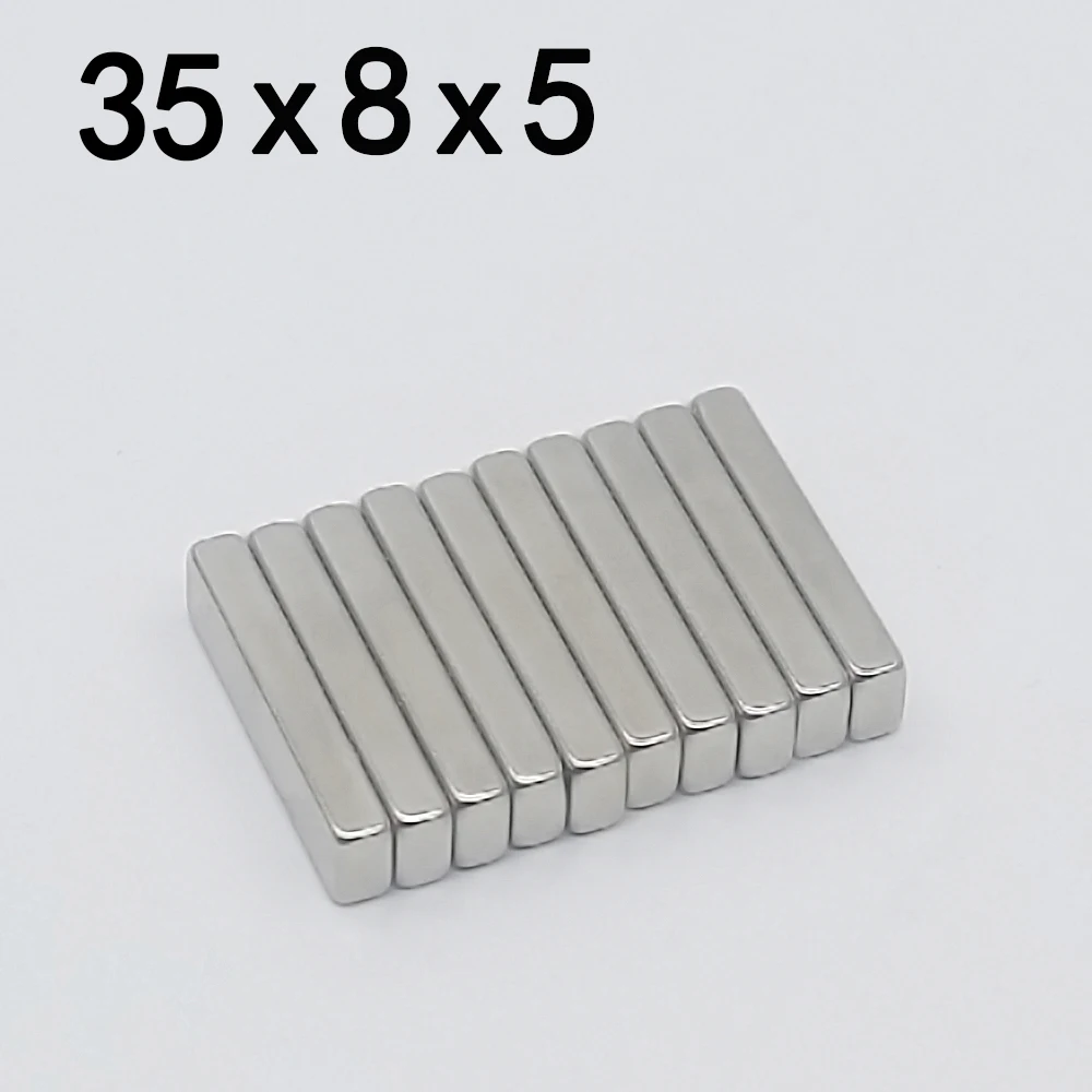 2/5/10/20Pcs 35x8x5 Neodymium Magnet 35mm x 8mm x5mm N35 NdFeB Block Super Powerful Strong Permanent Magnetic imanes