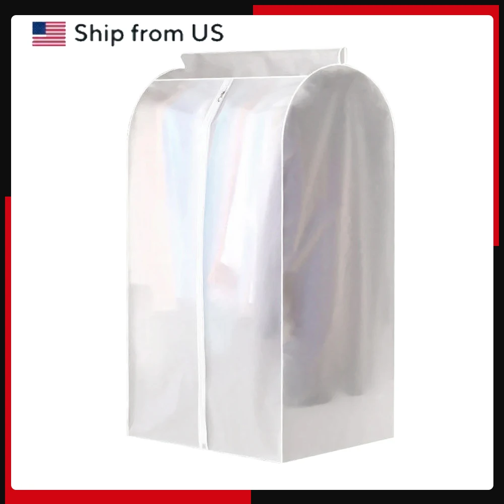 Hanging Garment Storage Bag Garment Clothes Cover Protector Translucent Dustproof Waterproof for Wardrobe with Full Zipper