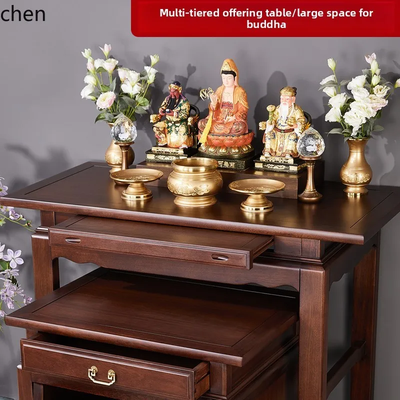 HT Solid Wood Altar Incense Table Home Use Table God of Wealth Worship Altar Buddha Immortal  Incense Table