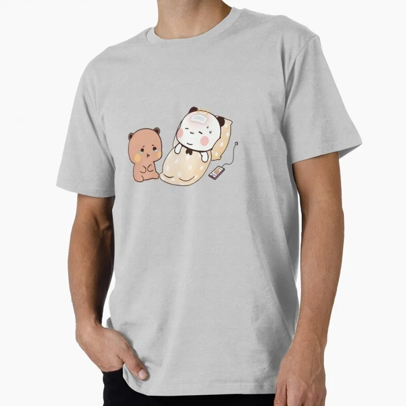 Dudu has a fever Funny Gift t shirt ‌kawaii‌ Panda Bear Cartoon Graphic tee Cute Y2K Clothes 100% cotton All size Tee S-6XL