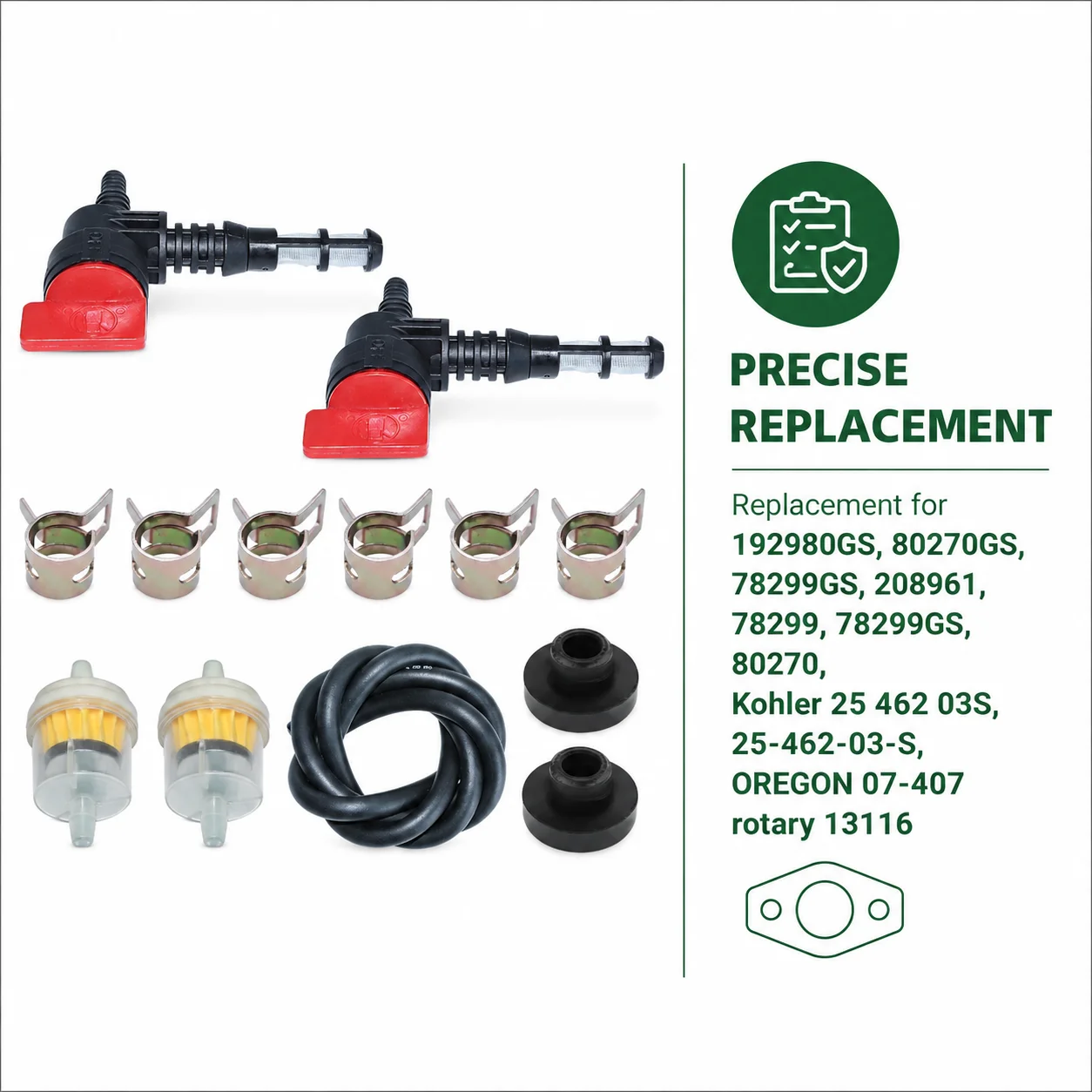 Fuel Valve Kit with Grommet Clamps Replaces 25 462 03S 07-407 for 80270 2500 2700 2900 5250 5500 6200 5000 7500 8000 Generators