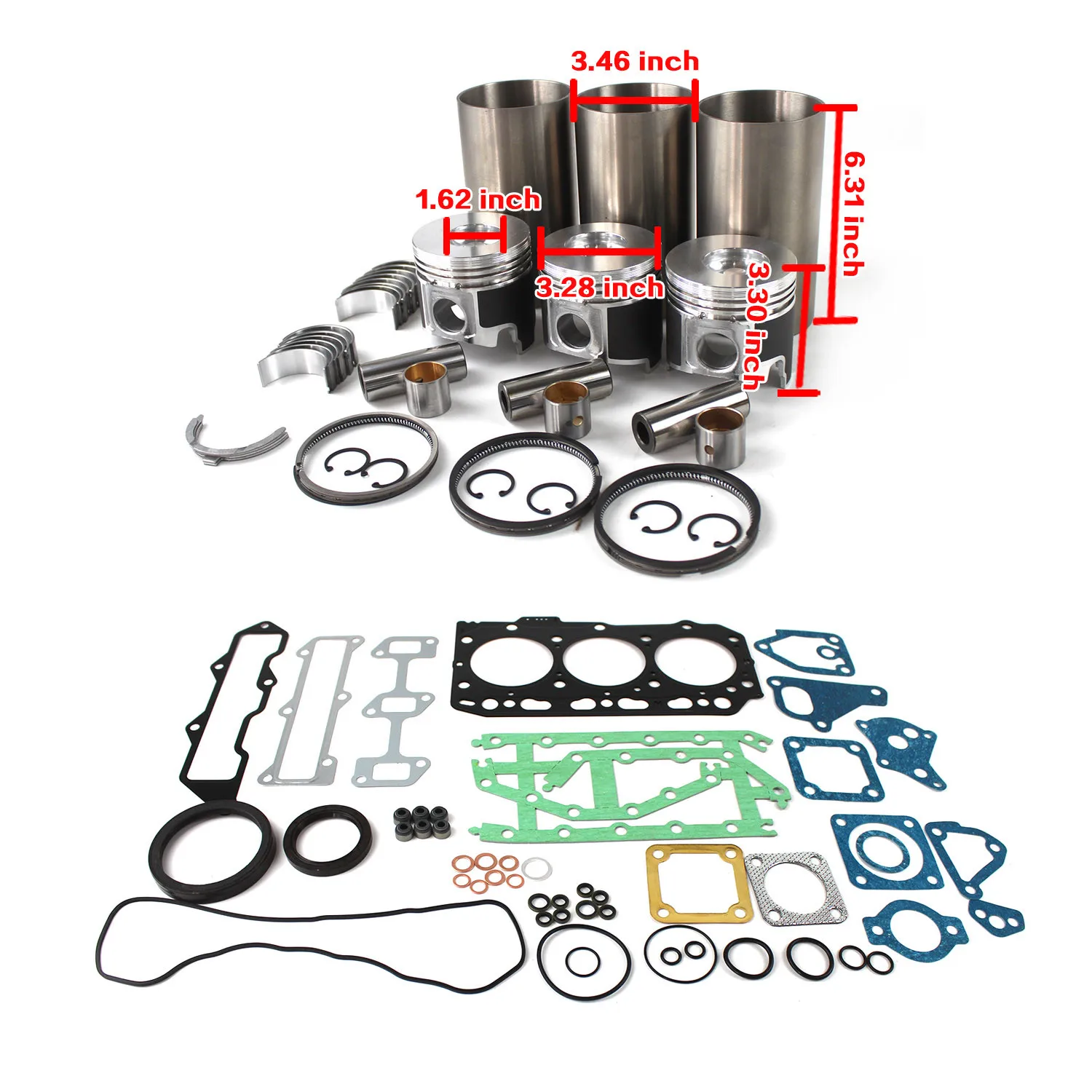1set Overhaul Rebuild Kit for Yanmar 3TNV84 3TNV84T Engine Piston Gasket Bearing Kit Excavator Accessories