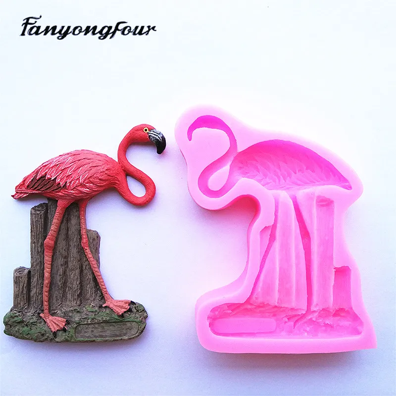 Fan Yong empat cetakan silikon Flamingo dapat digunakan untuk membuat dekorasi dan ornamen rumah beton plester resin